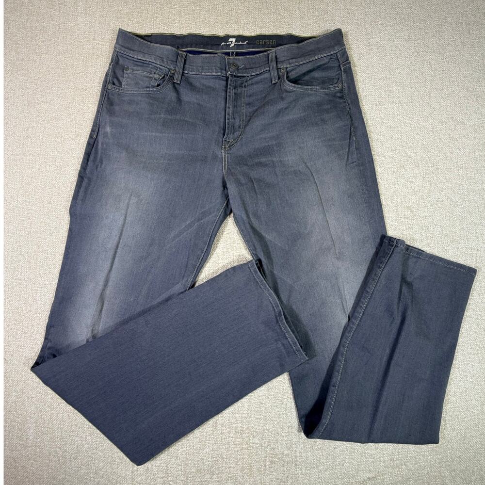 7 For All Mankind Men's 38 Gray Carsen Straight Leg 5 Pocket Denim Jeans Pants